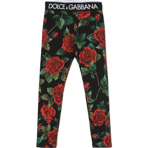 Dolce & Gabbana Kids leggings a fiori - nero