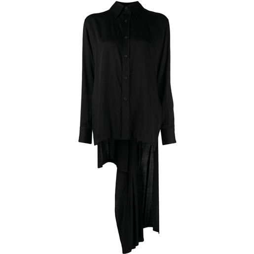 Yohji Yamamoto camicia plissettata asimmetrica - nero