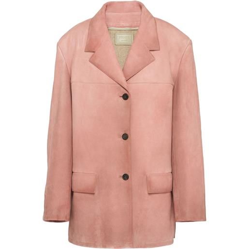 Prada blazer monopetto in pelle scamosciata - rosa