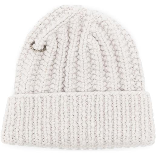 WERKSTATT:MÜNCHEN ring-detail ribbed beanie - grigio