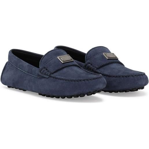 Dolce & Gabbana Kids mocassini in pelle con placca logo - blu
