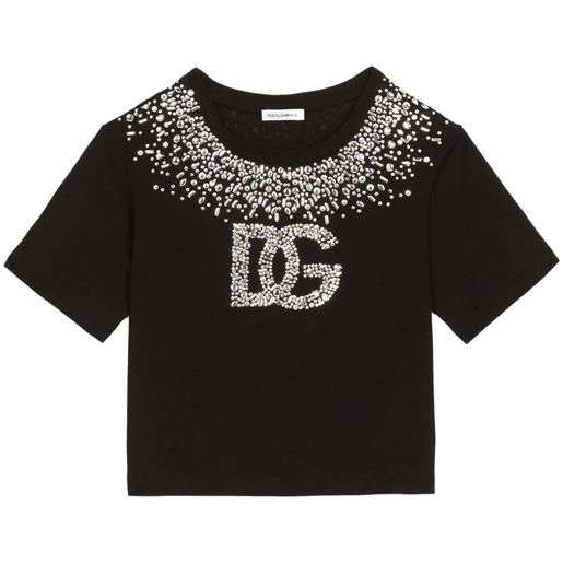 Dolce & Gabbana Kids t-shirt con strass dg - nero