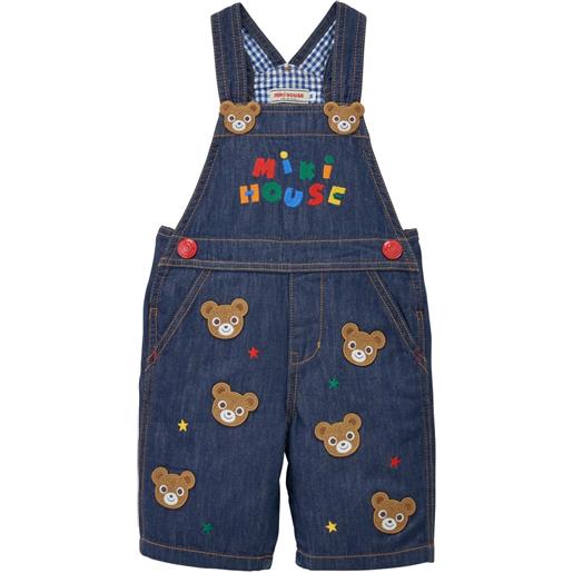 Miki House salopette con ricamo - blu