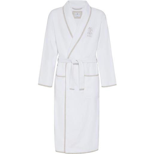 Brunello Cucinelli vestaglia con bagno ricamato - bianco