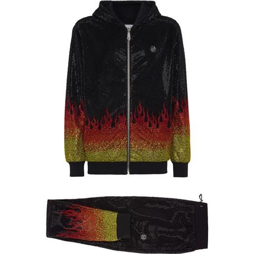 Philipp Plein tuta crystals flame - nero