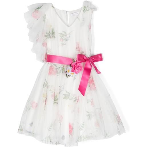 Monnalisa abito con scollo a v - bianco
