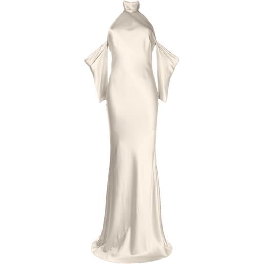 Michelle Mason abito lungo con scollo all'americana - toni neutri