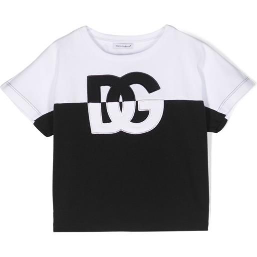 Dolce & Gabbana Kids logo-appliqué panelled t-shirt - nero