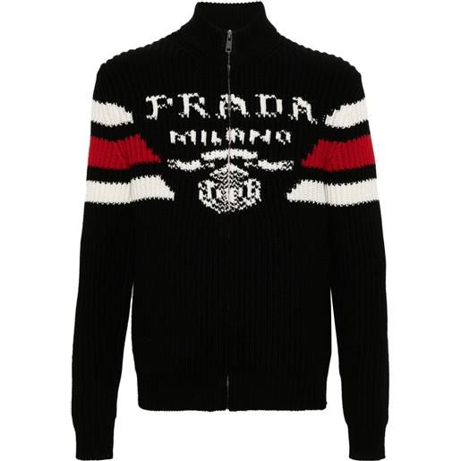 Prada cardigan con effetto jacquard - nero