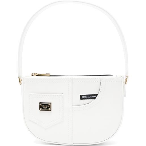 Dolce & Gabbana Kids borsa a spalla con placca logo - bianco