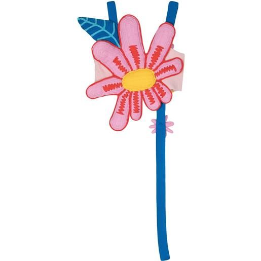 Mira Mikati top crop con applicazione a fiori - rosa