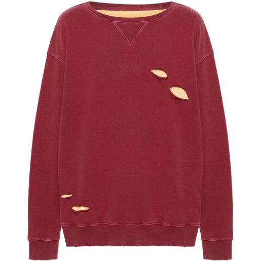 Maison Margiela felpa con effetto vissuto - rosso