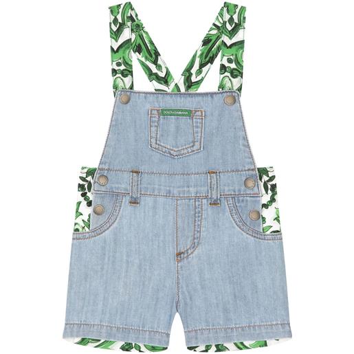 Dolce & Gabbana Kids salopette con stampa maioliche - blu