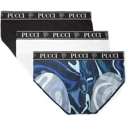 PUCCI set di tre slip con logo - bianco
