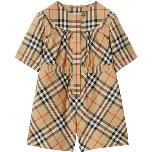Burberry Kids tuta corta a quadri nova - toni neutri