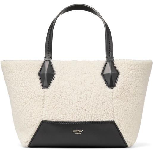 Jimmy Choo borsa tote diamond piccola - bianco