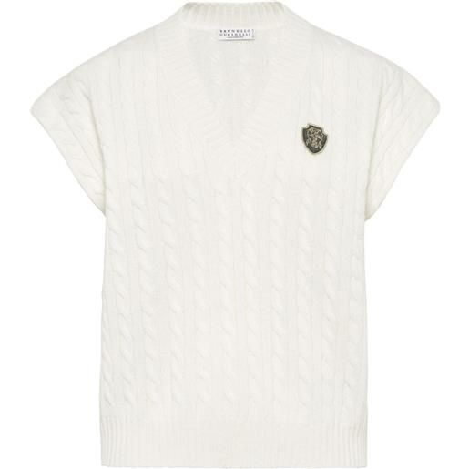 Brunello Cucinelli canotta con applicazione - bianco