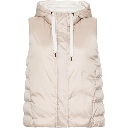 Brunello Cucinelli gilet imbottito con dettaglio monili - toni neutri