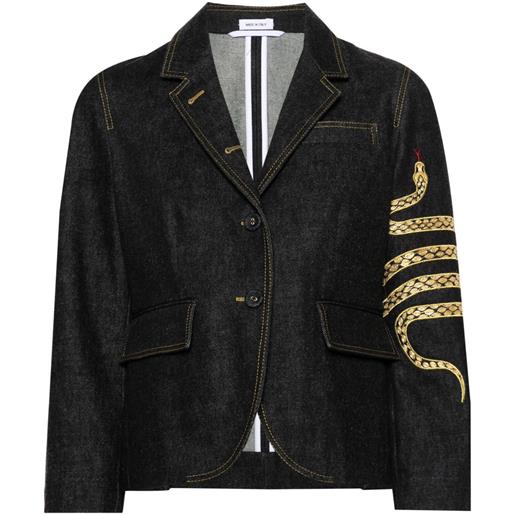 Thom Browne blazer denim con stampa - blu