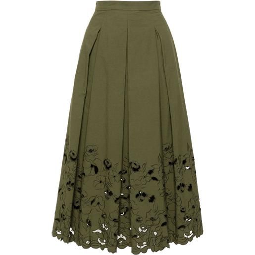 ERDEM gonna plissettata a fiori - verde