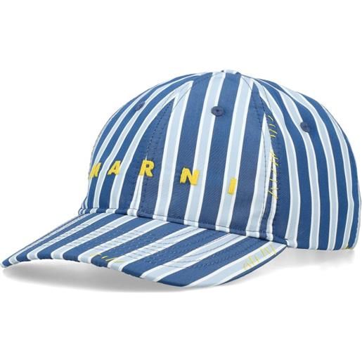 Marni cappello da baseball a righe - blu