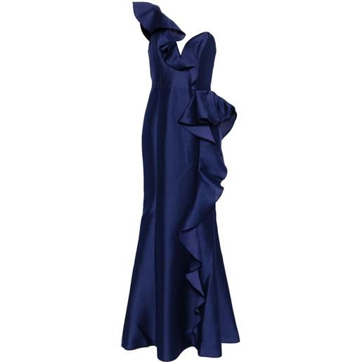 Marchesa Notte abito da sera mikado - blu