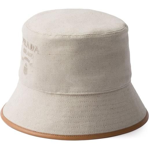 Prada cappello bucket con ricamo - toni neutri