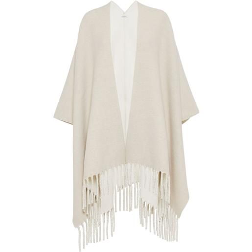 Brunello Cucinelli mantella con frange - toni neutri