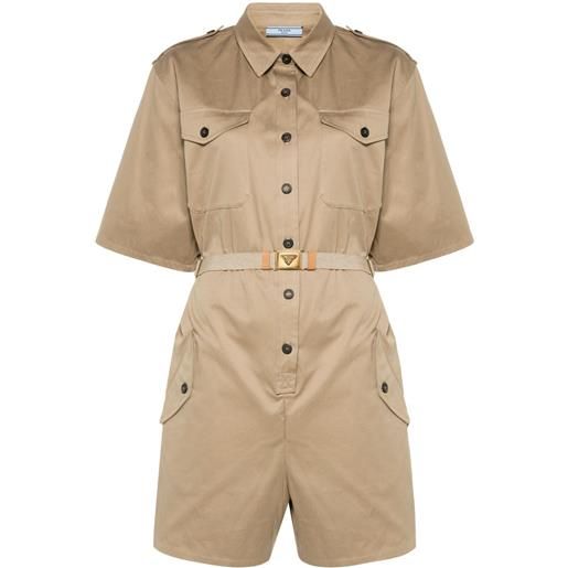 Prada tuta corta con cintura - marrone