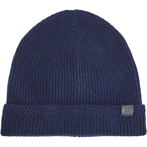 TOM FORD berretto a coste con applicazione - blu