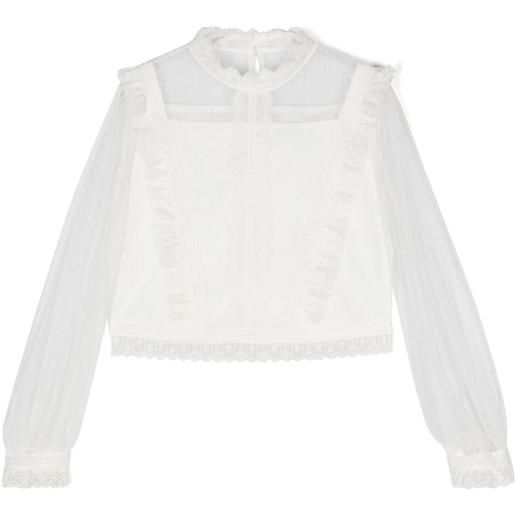 AMAYA blusa con bordo in pizzo - bianco