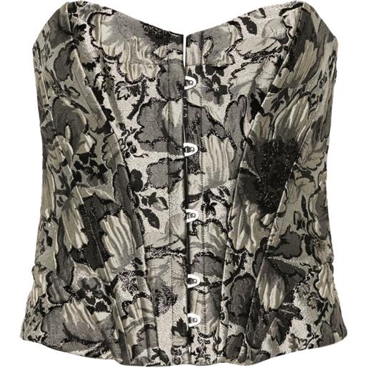 Carine Gilson corsetto in broccato a fiori - toni neutri