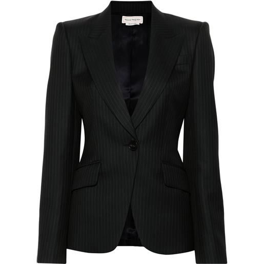 Alexander McQueen blazer monopetto gessato - blu