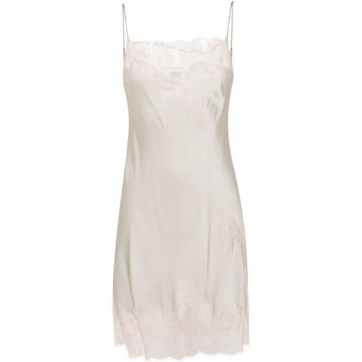 Carine Gilson abito sottoveste con rifinitura in pizzo calais-caudry - grigio