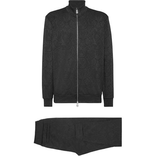 Billionaire tuta sportiva con motivo monogramma (2 pz) - nero