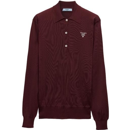 Prada polo con ricamo logo - rosso