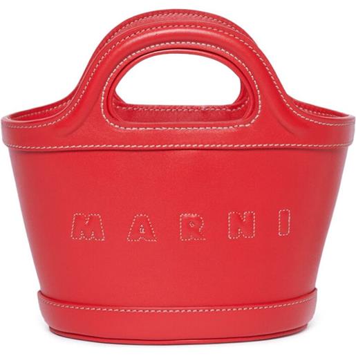 Marni Kids borsa a secchiello tropicalia con ricamo - rosso