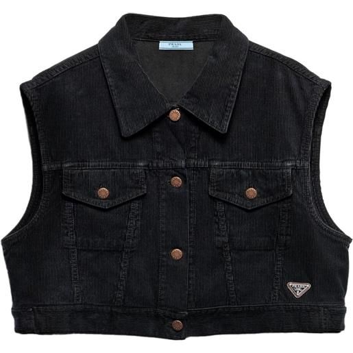 Prada canotta denim a coste - nero