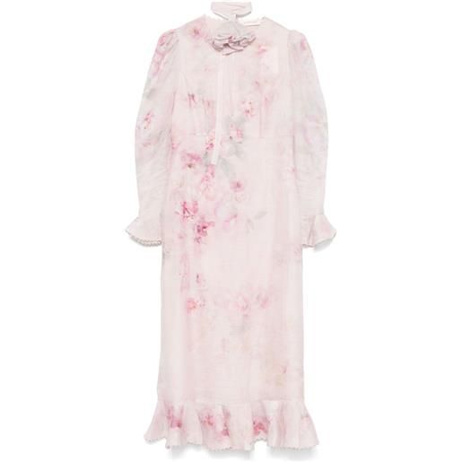 ZIMMERMANN abito midi crush flower - rosa
