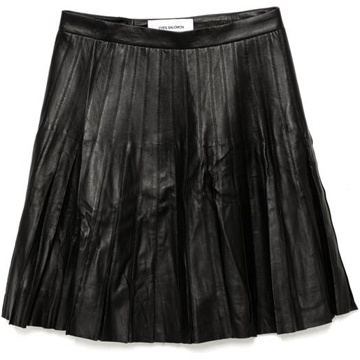 Yves Salomon minigonna plissé - nero