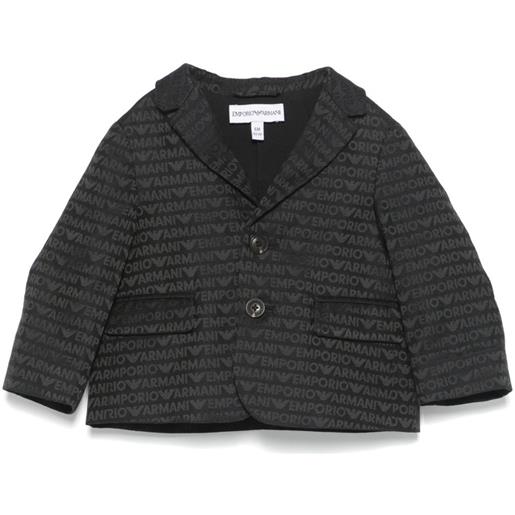 Emporio Armani Kids blazer con logo jacquard - blu