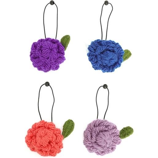 Amir Slama Bijoux elastici per capelli con applicazione a fiori (4 pezzi) - viola