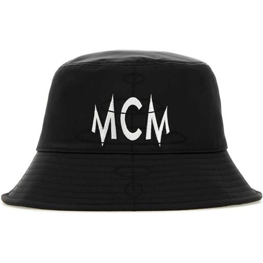 MCM cappello bucket con ricamo - nero