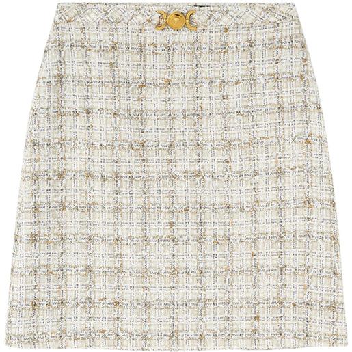 Versace minigonna svasata in tweed - toni neutri