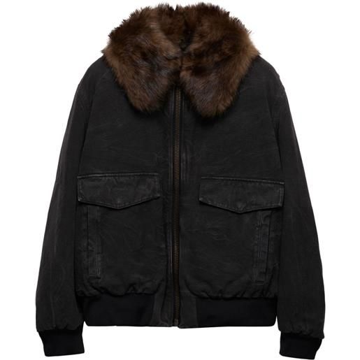 Prada giacca con colletto in shearling - nero