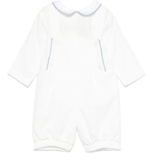 La Stupenderia set salopette a coste - bianco