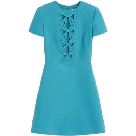 Valentino Garavani abito in crepe couture corto con ricamo - blu