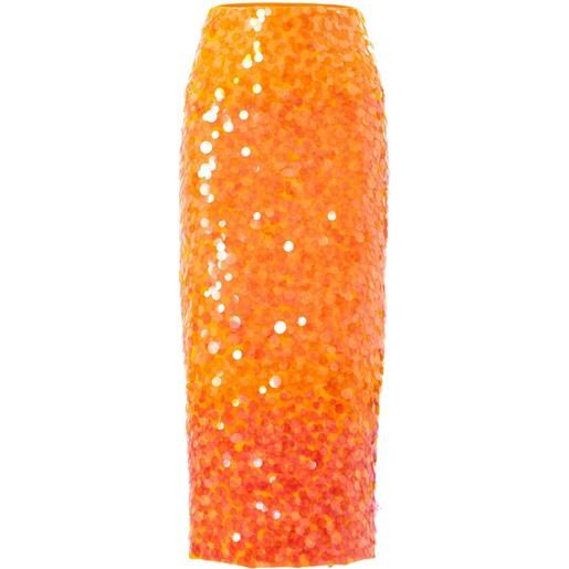 Carolina Herrera gonna midi con paillettes - arancione