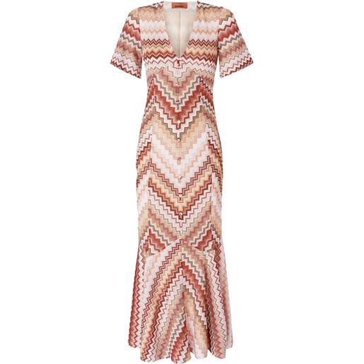 Missoni abito lungo con motivo a zigzag - marrone