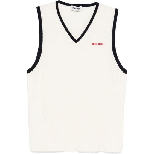 Miu Miu gilet in cashmere - bianco